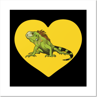 Iguana Heart for Iguana Lovers, Yellow Posters and Art